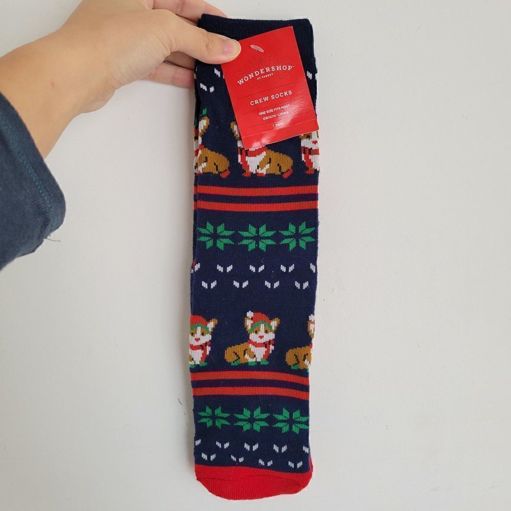 NEW Wondershop Christmas Holiday Puppy Dog Long Crew Socks One Size Fits All